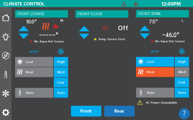 light control page in MP screen