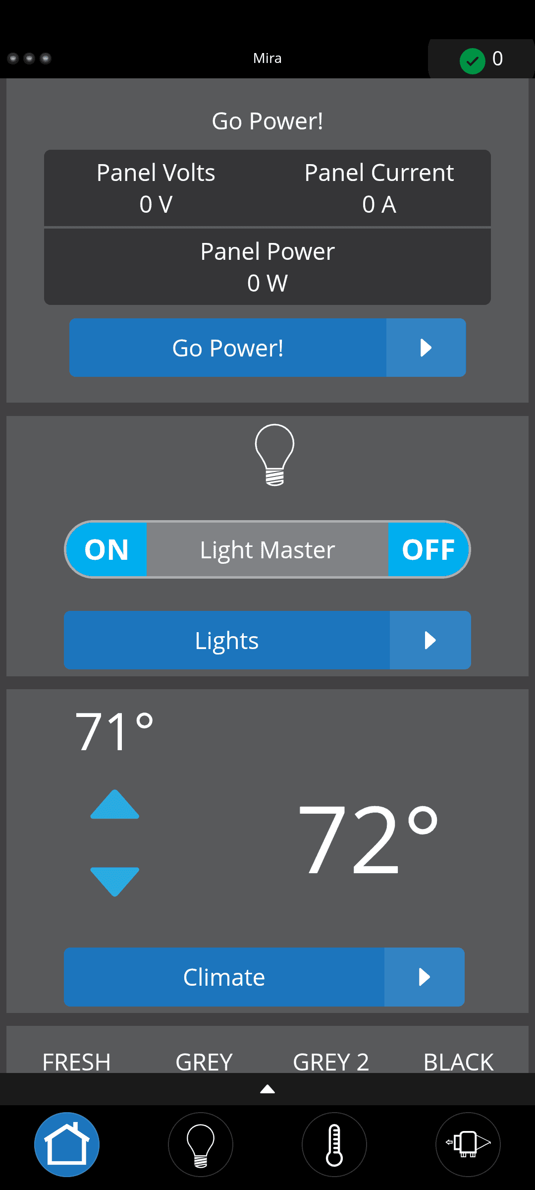 Home page in Mira app