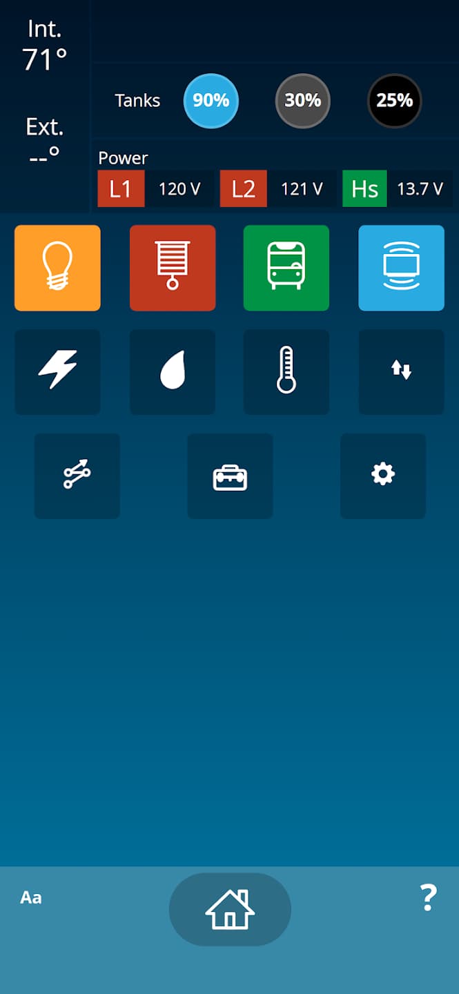 Lights control page in Mira app